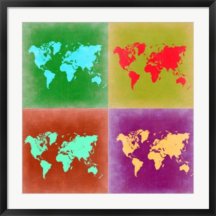 Framed Pop Art World Map 3 Print