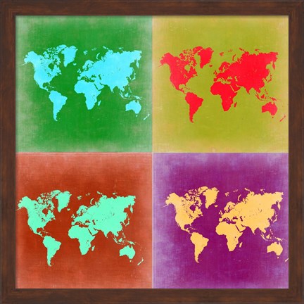 Framed Pop Art World Map 3 Print