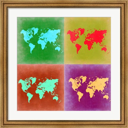 Framed Pop Art World Map 3 Print