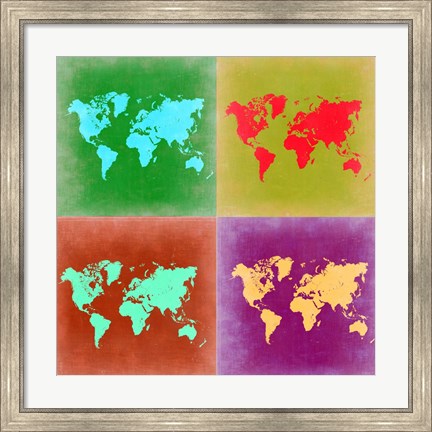 Framed Pop Art World Map 3 Print