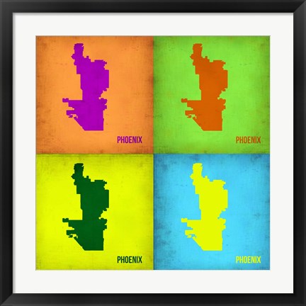 Framed Phoenix Pop Art Map 1 Print