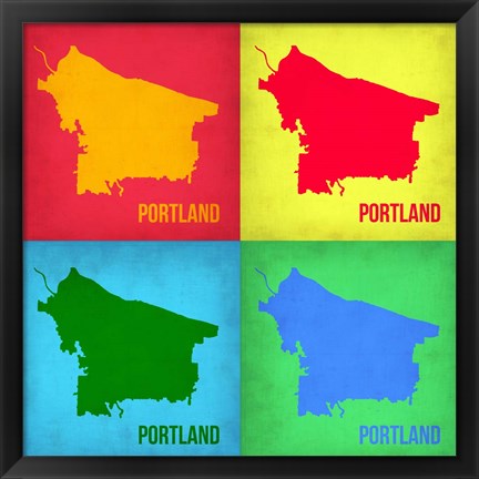 Framed Portland Pop Art Map 1 Print