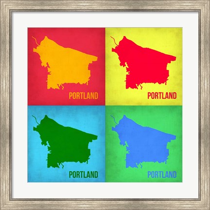 Framed Portland Pop Art Map 1 Print