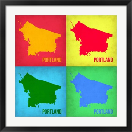 Framed Portland Pop Art Map 1 Print