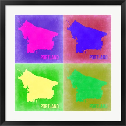 Framed Portland Pop Art Map 2 Print