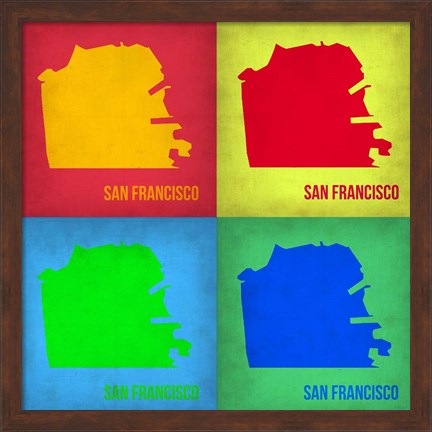 Framed San Francisco Pop Art Map 1 Print