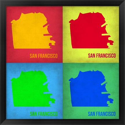 Framed San Francisco Pop Art Map 1 Print