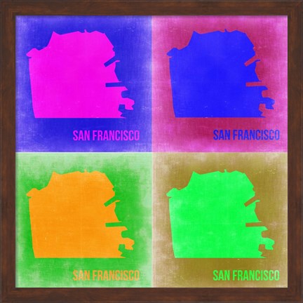 Framed San Francisco Pop Art Map 2 Print