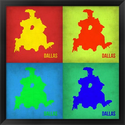 Framed Dallas Pop Art Map 1 Print