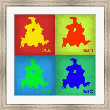 Framed Dallas Pop Art Map 1 Print