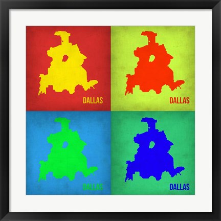 Framed Dallas Pop Art Map 1 Print