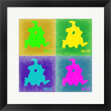 Framed Dallas Pop Art Map 2 Print