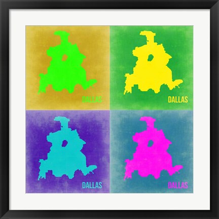 Framed Dallas Pop Art Map 2 Print