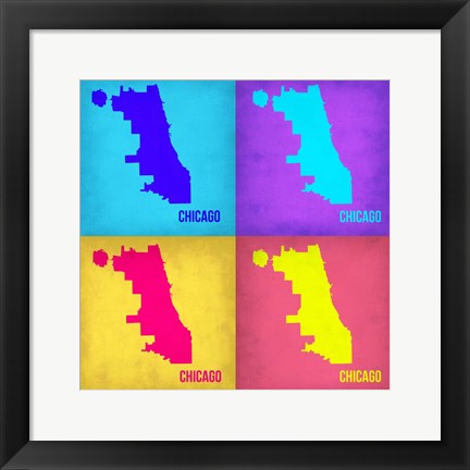 Framed Chicago Pop Art Map 1 Print