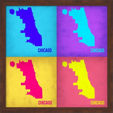 Framed Chicago Pop Art Map 1 Print