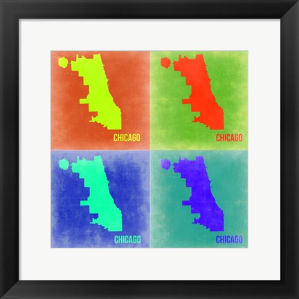 Framed Chicago Pop Art Map 2 Print