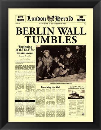 Framed Berlin Wall Tumbles Print