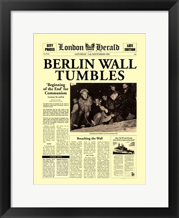 Framed Berlin Wall Tumbles Print