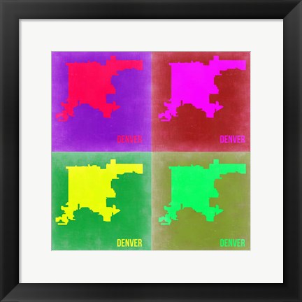 Framed Denver DC Pop Art Map 2 Print