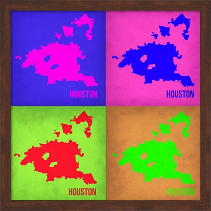 Framed Houston Pop Art Map 1 Print