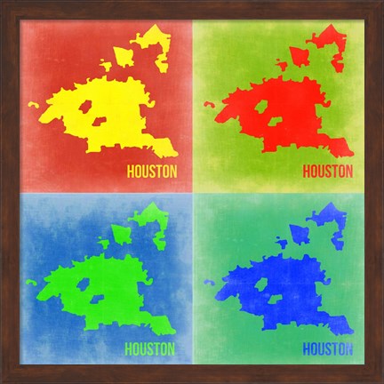 Framed Houston Pop Art Map 2 Print