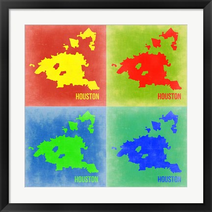 Framed Houston Pop Art Map 2 Print