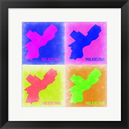 Framed Philadelphia Pop Art Map 1 Print