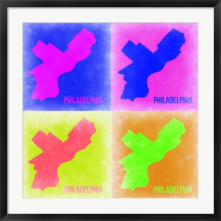 Framed Philadelphia Pop Art Map 1 Print