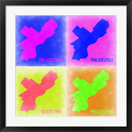 Framed Philadelphia Pop Art Map 1 Print