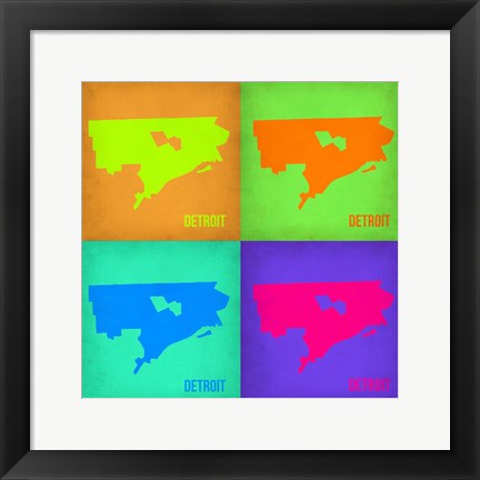 Framed Detroit Pop Art Map 1 Print