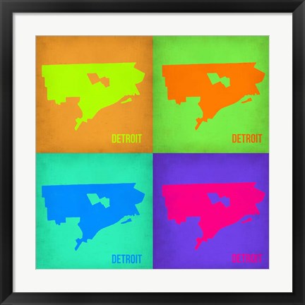 Framed Detroit Pop Art Map 1 Print