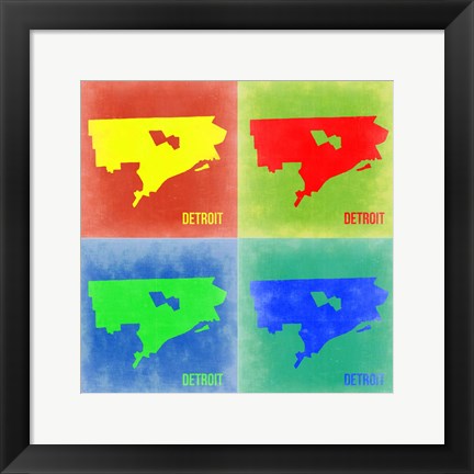 Framed Detroit Pop Art Map 2 Print