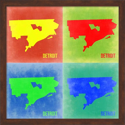 Framed Detroit Pop Art Map 2 Print