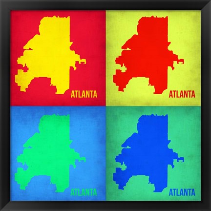 Framed Atlanta Pop Art Map 1 Print