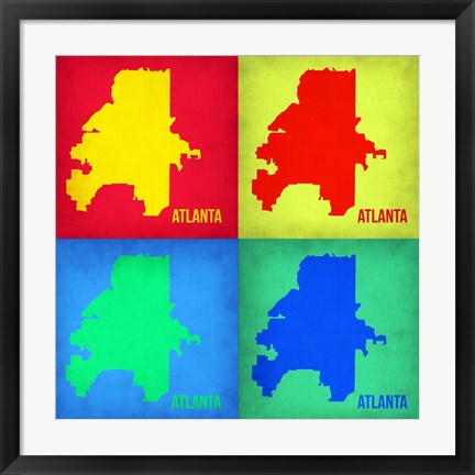 Framed Atlanta Pop Art Map 1 Print