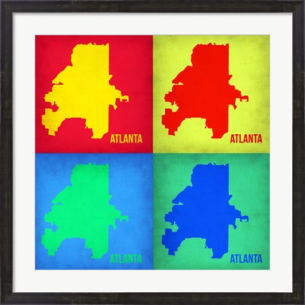 Framed Atlanta Pop Art Map 1 Print