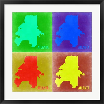 Framed Atlanta Pop Art Map 2 Print