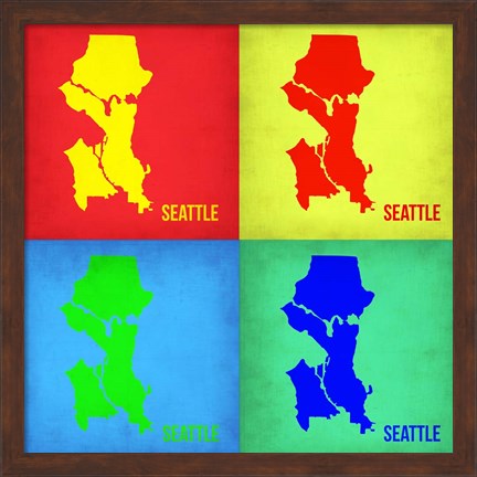 Framed Seattle Pop Art Map 1 Print