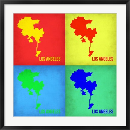 Framed Los Angeles Pop Art Map 1 Print