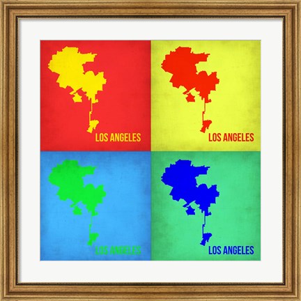 Framed Los Angeles Pop Art Map 1 Print