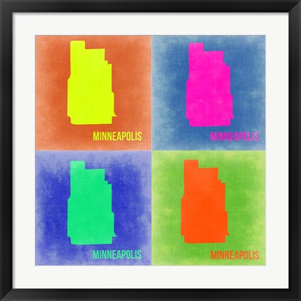 Framed Minneapolis Pop Art Map 2 Print