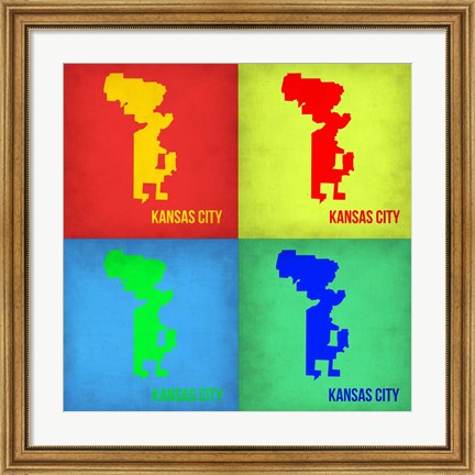 Framed KansasCity Pop Art Map 1 Print