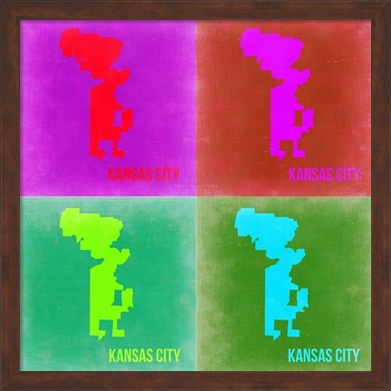 Framed KansasCity Pop Art Map 2 Print