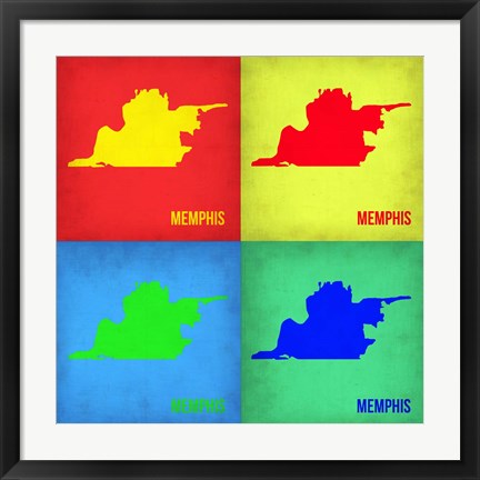 Framed Memphis Pop Art Map 1 Print