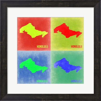 Framed Honolulu Pop Art Map 2 Print