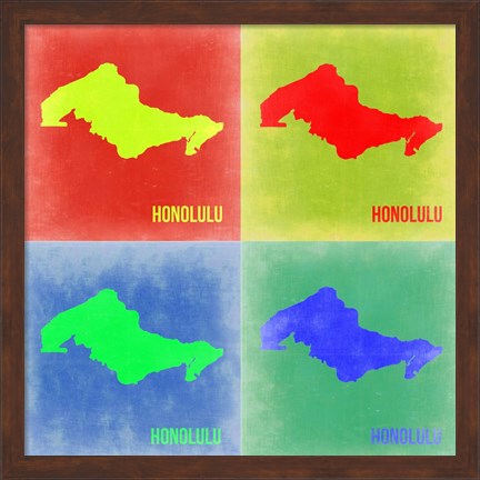 Framed Honolulu Pop Art Map 2 Print