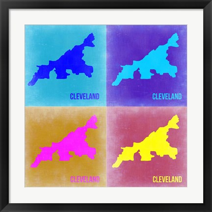 Framed Cleveland Pop Art Map 2 Print