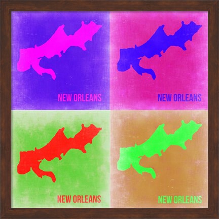 Framed New Orleans Pop Art Map 2 Print