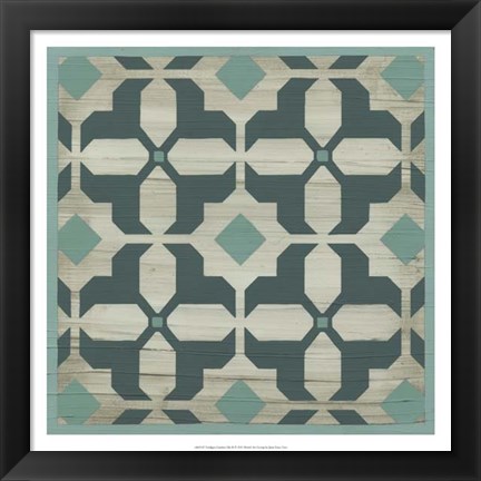 Framed Verdigris Garden Tile II Print