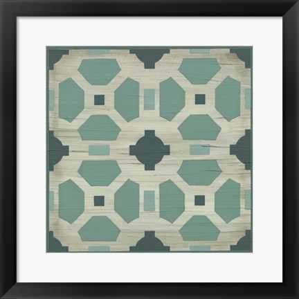 Framed Verdigris Garden Tile IV Print